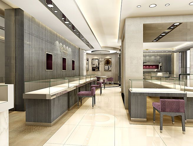 金色高端珠宝展厅装修设计 | Foti芬蒂