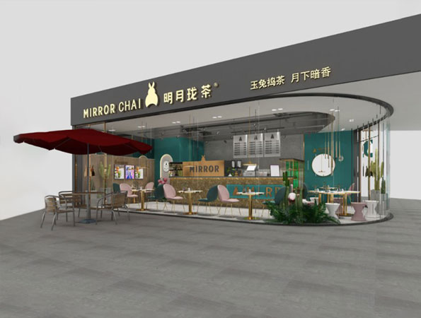 55平米轻奢奶茶店装修设计 | 明月珑茶